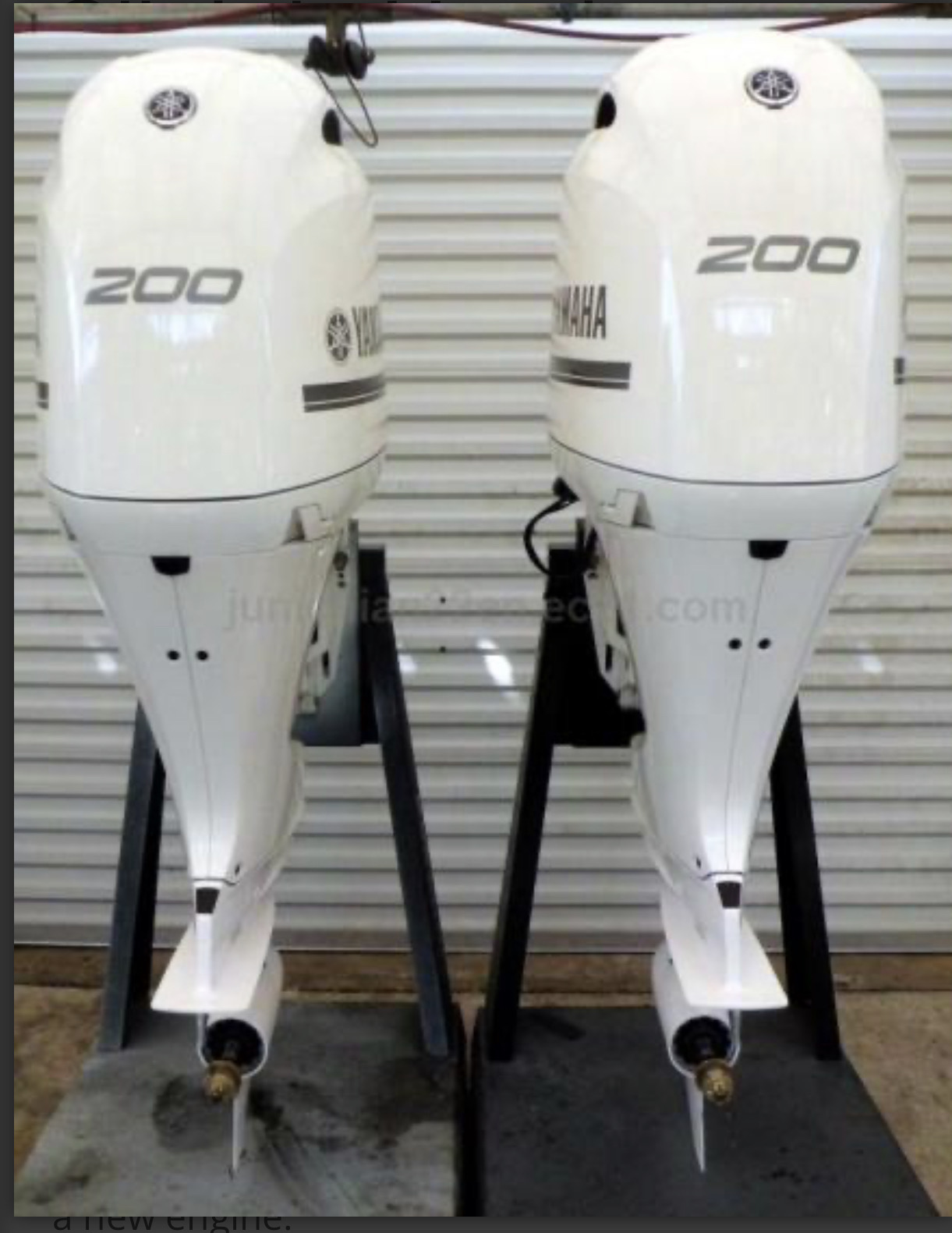 White Twin Yamaha 200 HP 4 Stroke Outboard Motor Engine
