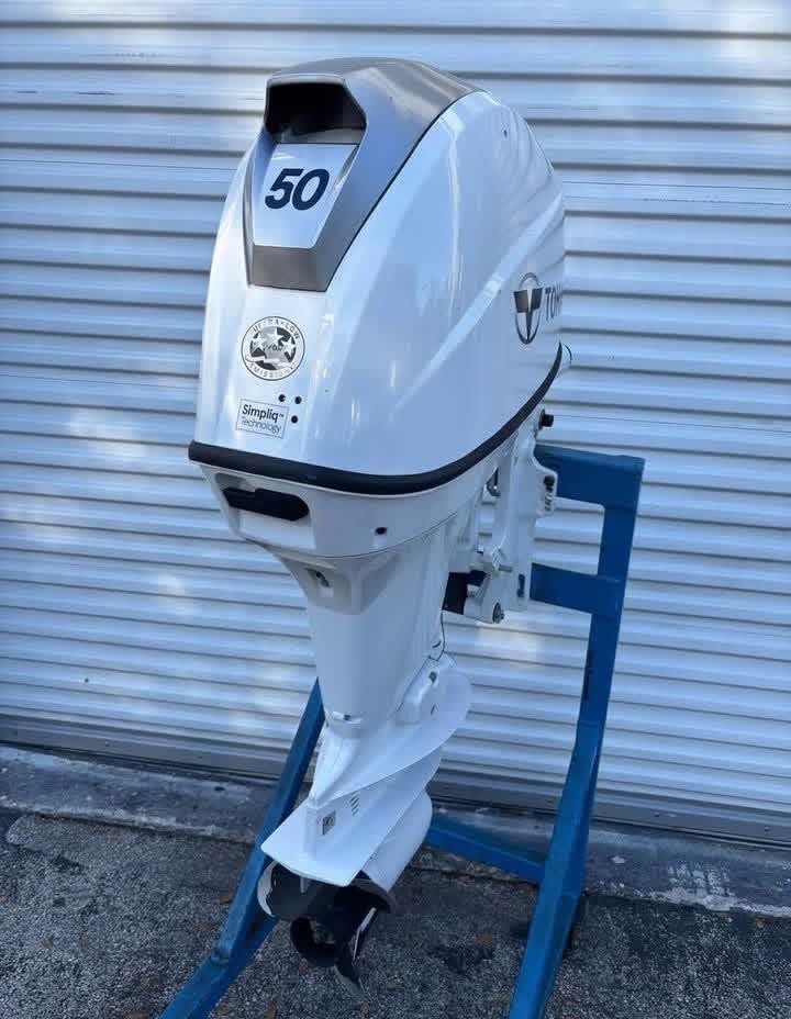 White Tohatsu 50 HP 4 Stroke Outboard Engine